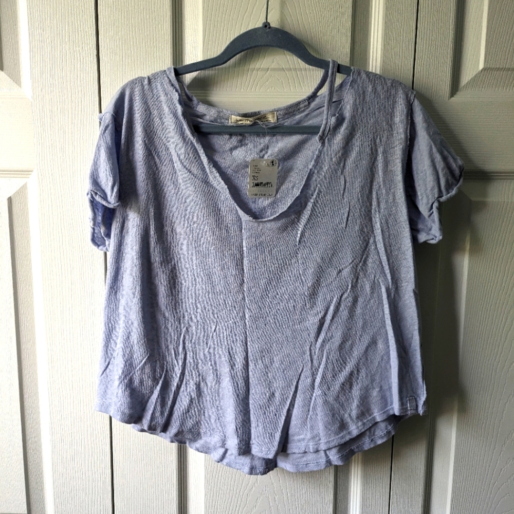 NWT Free People Cropped T-shirt Blue Moon Size XS - Picture 1 of 5